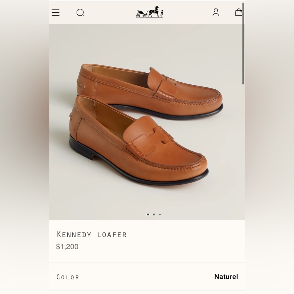 Hermès Kennedy Loafer for women in Naturel Brown sz 38.5 new in box w dust bags